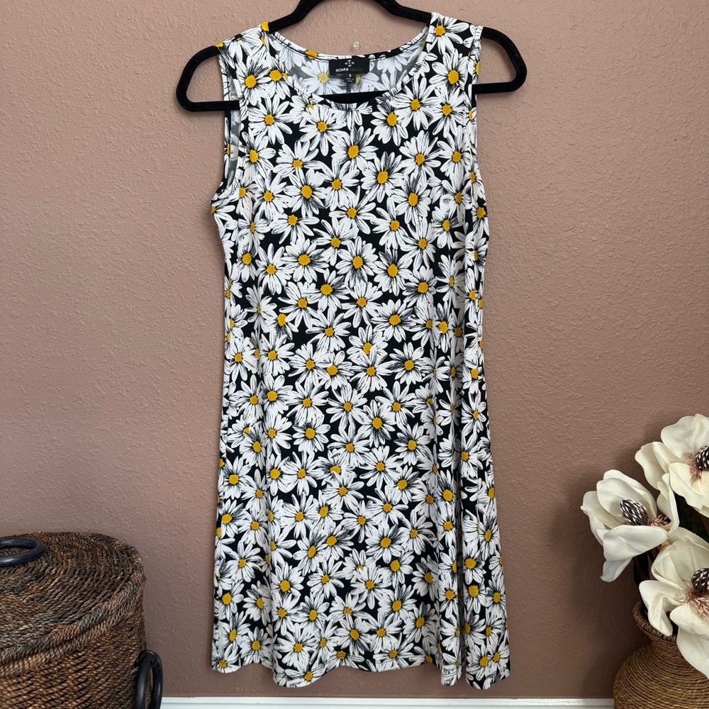 Ronni Nicole Daisy Print Mini Dress - Black, White, Yellow